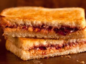 Grilled Peanut Butter Jelly Sandwich with Fruit