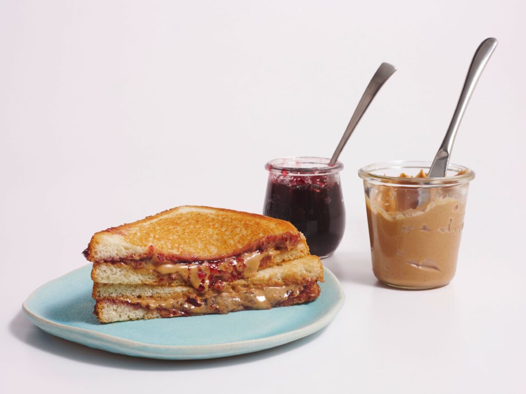 Grilled Peanut Butter Jelly Sandwich with Fruit